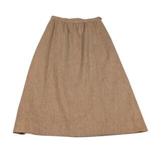 70s Vintage Villager Camel Wool A-Line Midi Skirt Classic Preppy Tailored Skirt